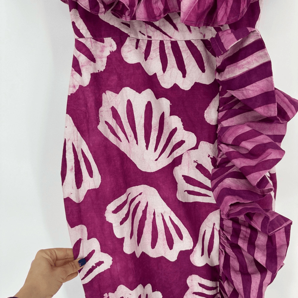 Anthropologie Sika Womens Off the shoulder Ruffle Midi Dress Size 4 Tropical - Picture 13 of 16